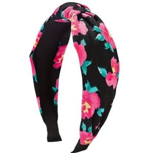 Black & Pink Floral Knotted Headband